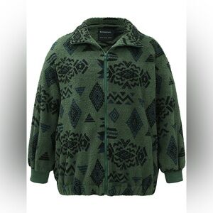 BloomChic Geometric Pocket Gathered Zipper Jacket Size 22-24 Womens